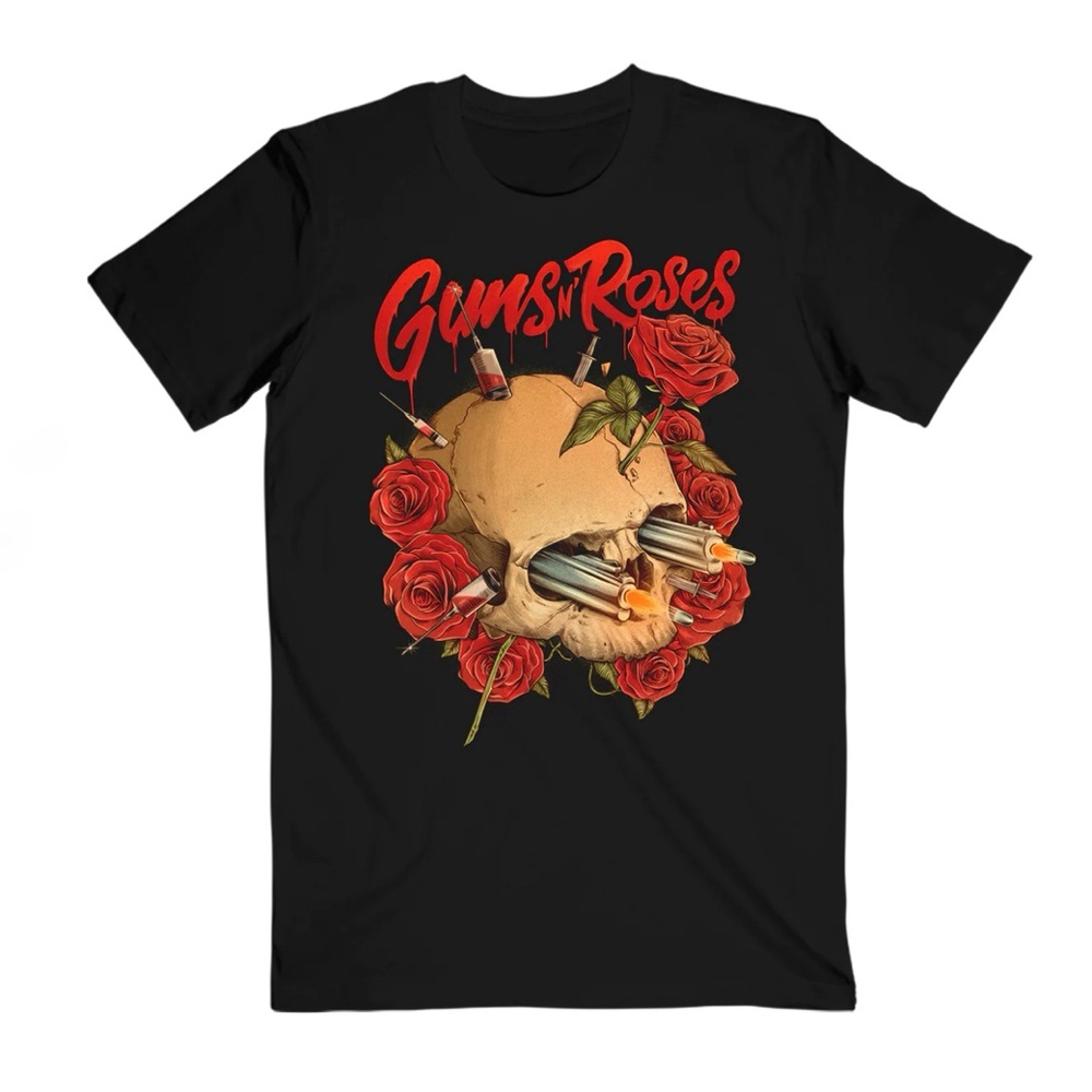 Guns N’ Roses 2023 Skull N’ Needles Tour Band Tee Black Short Sleeve Crew-XL